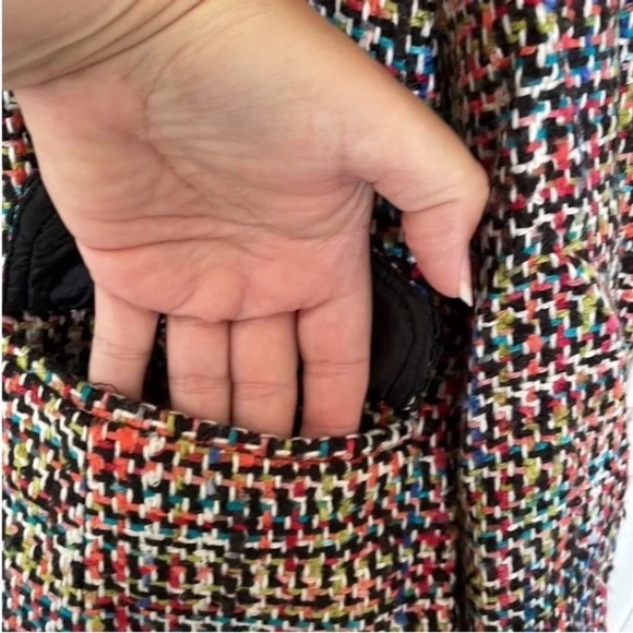 Vintage Sag Harbor Blazer Wool Blend Woven 80s Colorful Pink Orange Blue Green - Picture 4 of 16